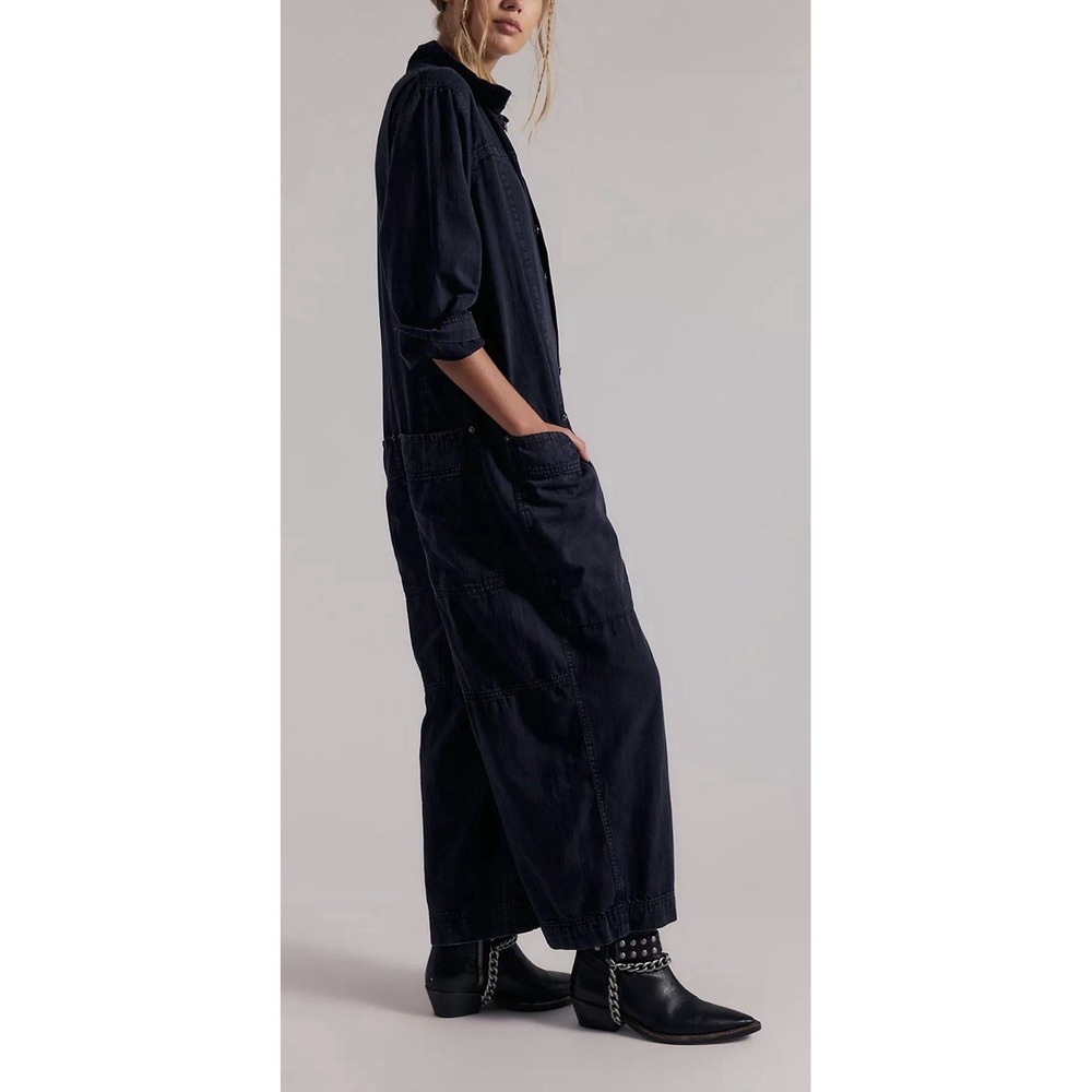 Free People Margarita Jumpsuit S Black Denim We The Free Romper Gorpcore Utility - Picture 3 of 7